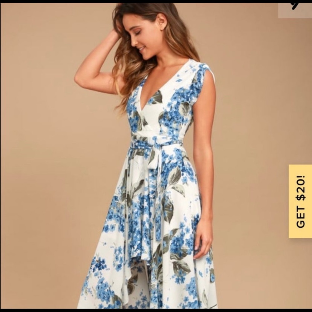Lulus French Countryside White Floral Print Dress - XS, like new